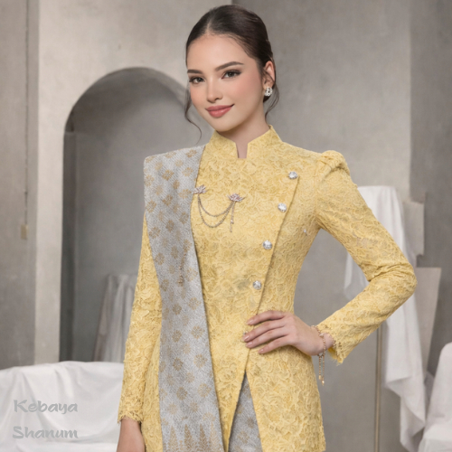 Jual Set Kebaya Busui Modern Butter Yellow Kebaya Brokat Payet Mewah ...