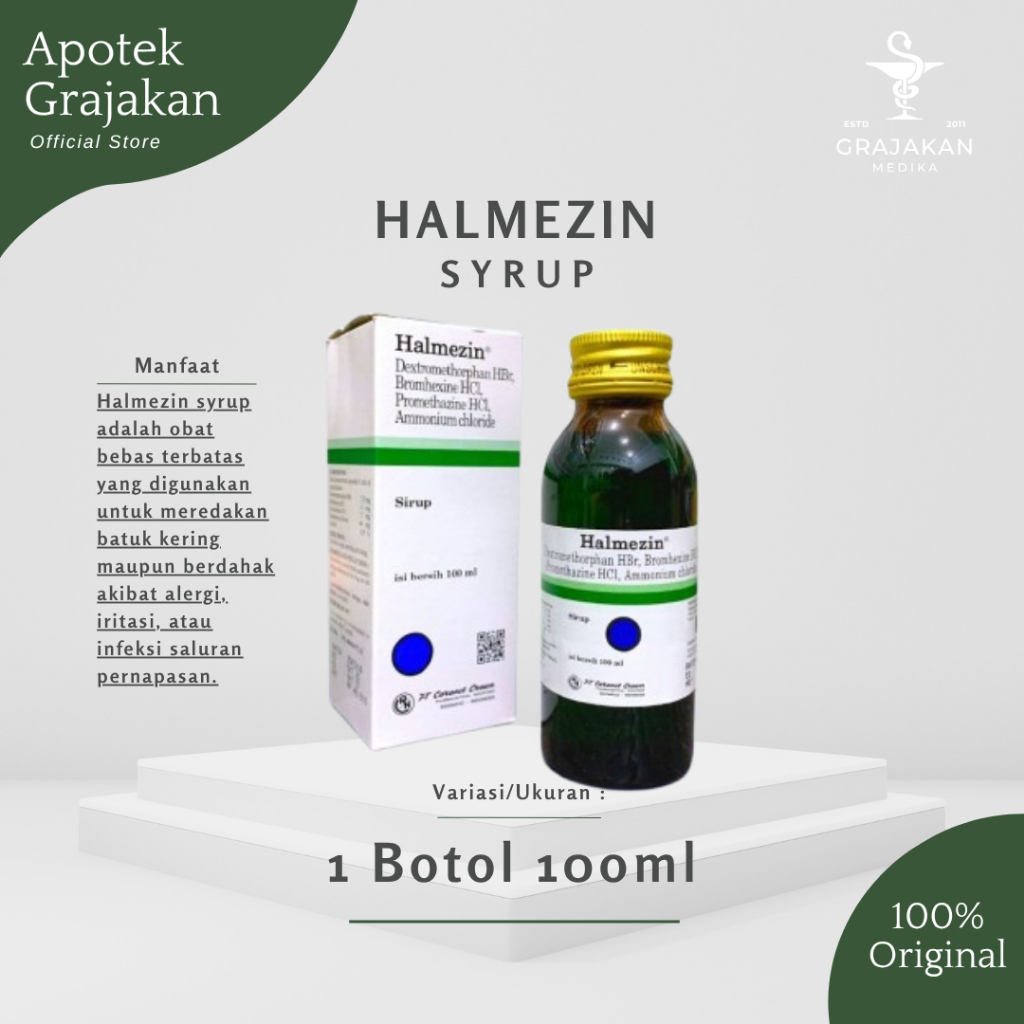 Jual Halmezin Sirup 100 ML Obat Batuk Kering & Berdahak Alami | Shopee ...