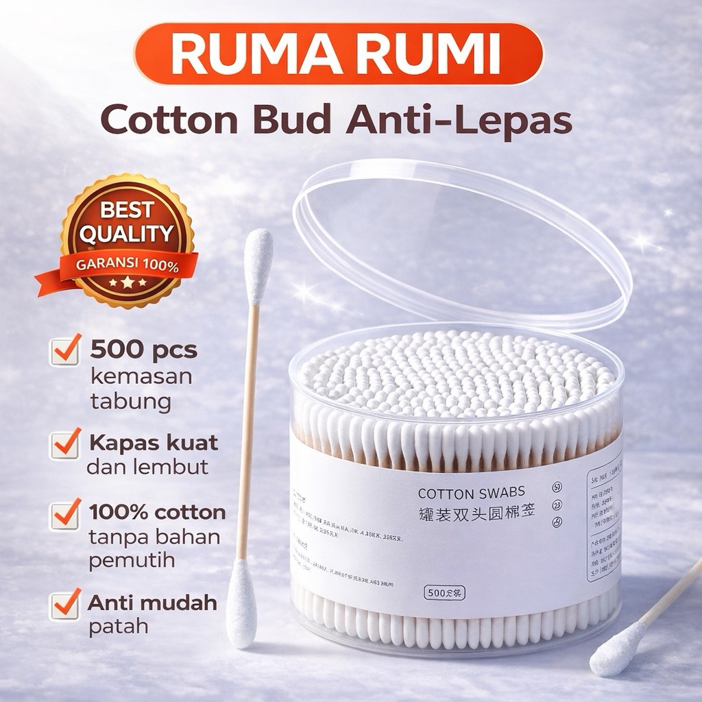 Jual RUMA RUMI - Cotton Bud Anti-Lepas Kemasan Tabung (500pcs) | Shopee ...
