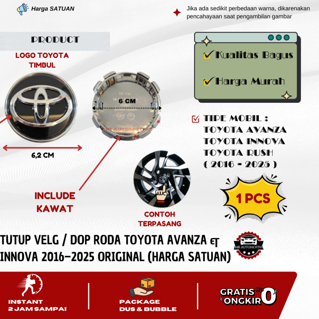 Jual TUTUP VELG / DOP RODA AVANZA INNOVA 2016-2025 ORIGINAL HARGA ...