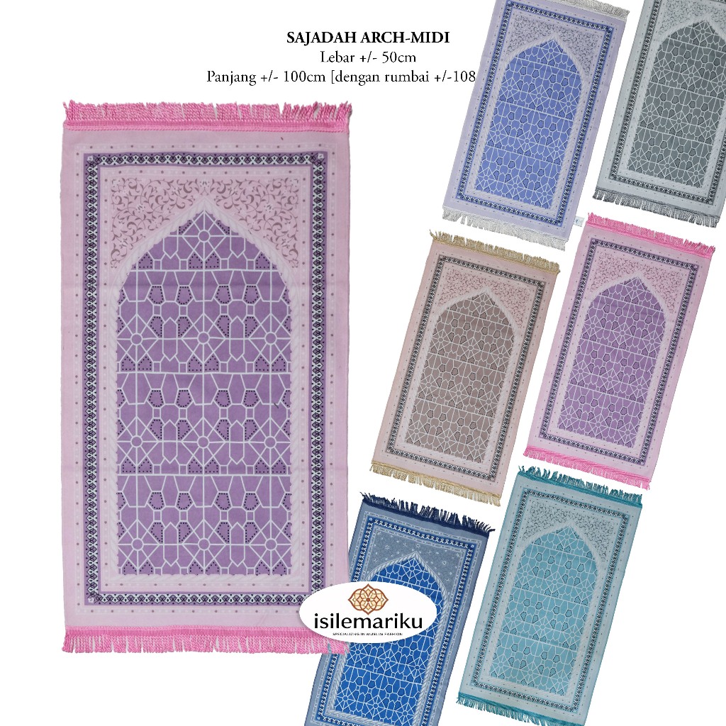 Sajadah Pastel Premium 50x100cm  Arch Motif  Halus Lembut Travel Friendly
