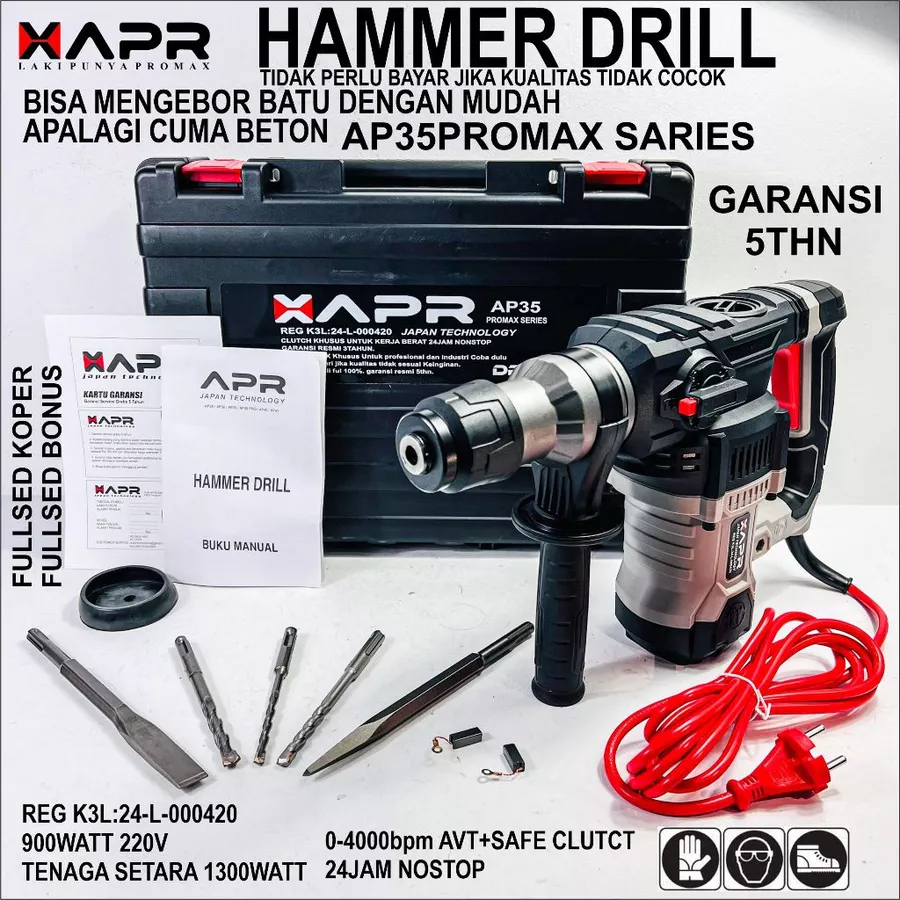 Jual APR RAJA ROTARY HAMMER DRILL APR AP35PROMAX MESIN BOR BOBOK BETON ...