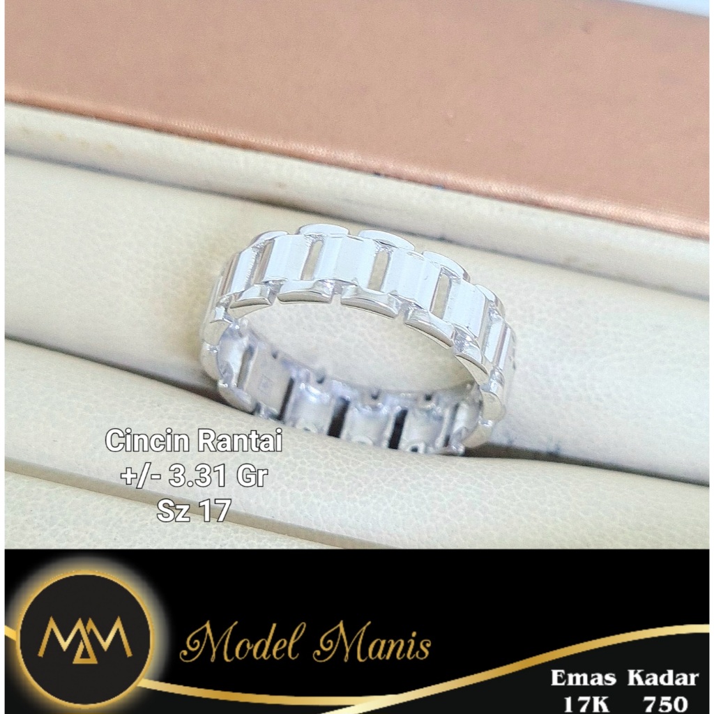Jual Cincin Rantai Jam Kilap Putih 750 kadar 17k | Shopee Indonesia