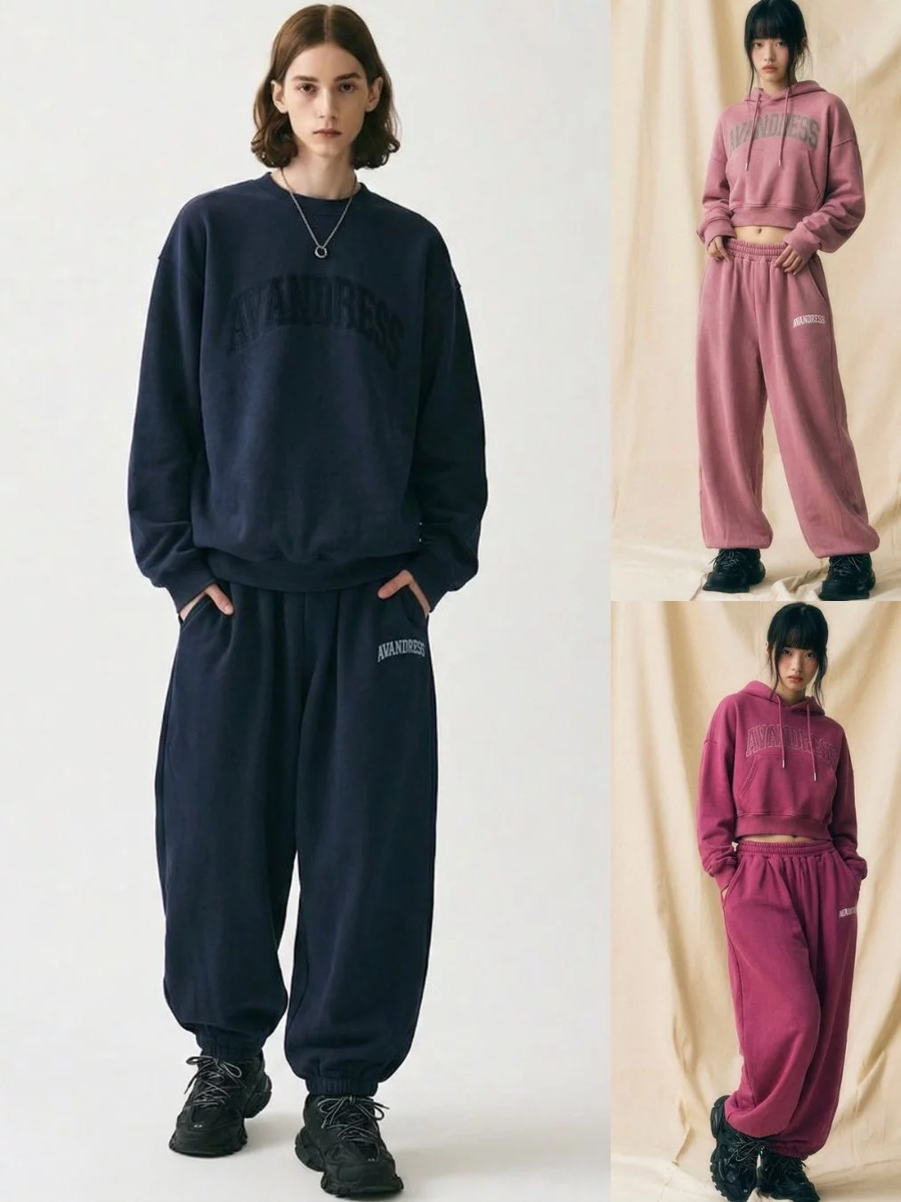 Celana Joger Pria Wanita Oversize AVD Unisex Wide-Leg Jogger Pants Bahan Terry Tebal - 2225