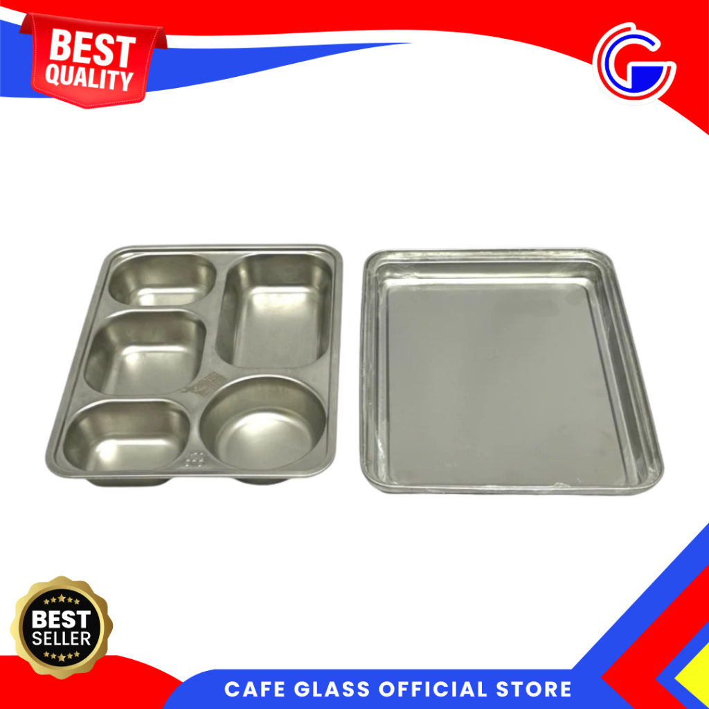 Nampan Stainless MBG - Food Tray Stainless Sekat - Kotak Makan Bento SFT-2228T