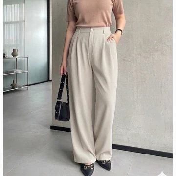 Kulot Loose Pants 332 Trousers Wanita Highwaist Jumbo Semiwool Premium Celana Kulot Wanita