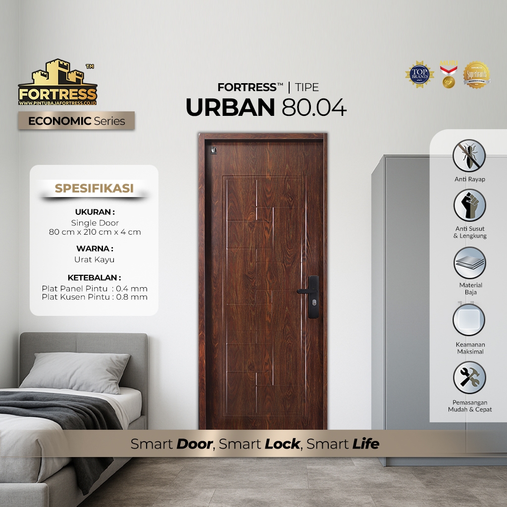 PINTU BAJA FORTRESS TYPE URBAN 80 URAT KAYU - LUAR JABODETABEK