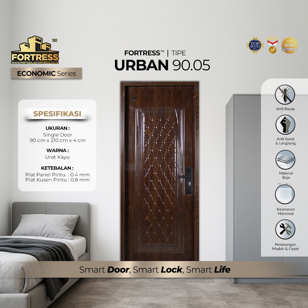 PINTU BAJA FORTRESS TYPE URBAN 90 URAT KAYU  - LUAR JABODETABEK