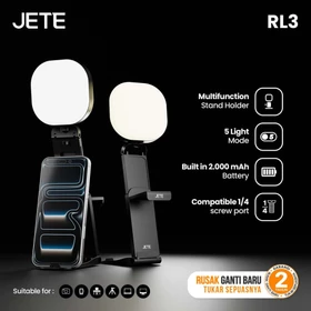 JETE Ring Light Mini RL3 Standing Portable With 20 LED 360 Rotation And 5 Light Mode Garansi 2