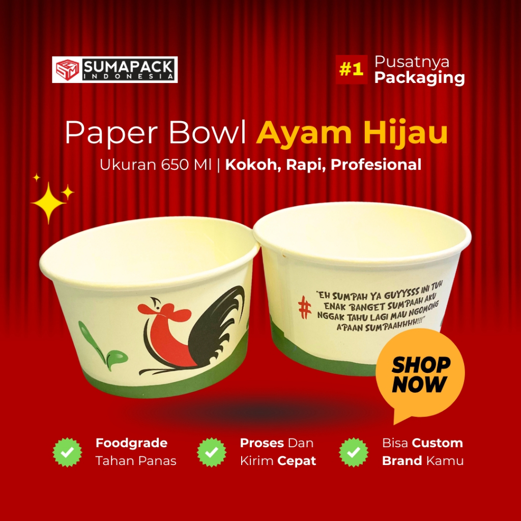 Jual Paper Bowl 650ml | Isi 50 Pcs | Motif UMKM | Rice Bowl | Mangkok ...