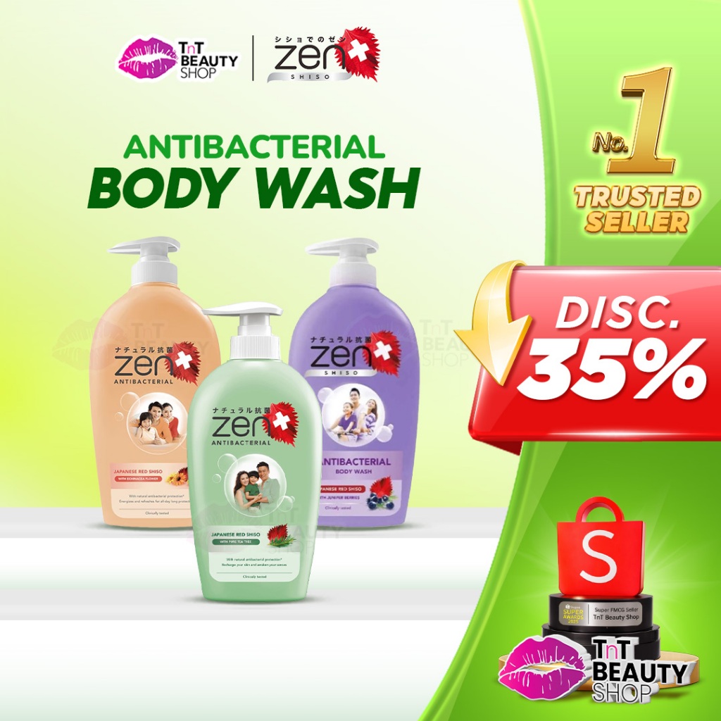 Zen Antibacterial Body Wash - 400 mL - 500 mL - Seasalt - Sandalwood - Sulphur | TnT Beauty Shop