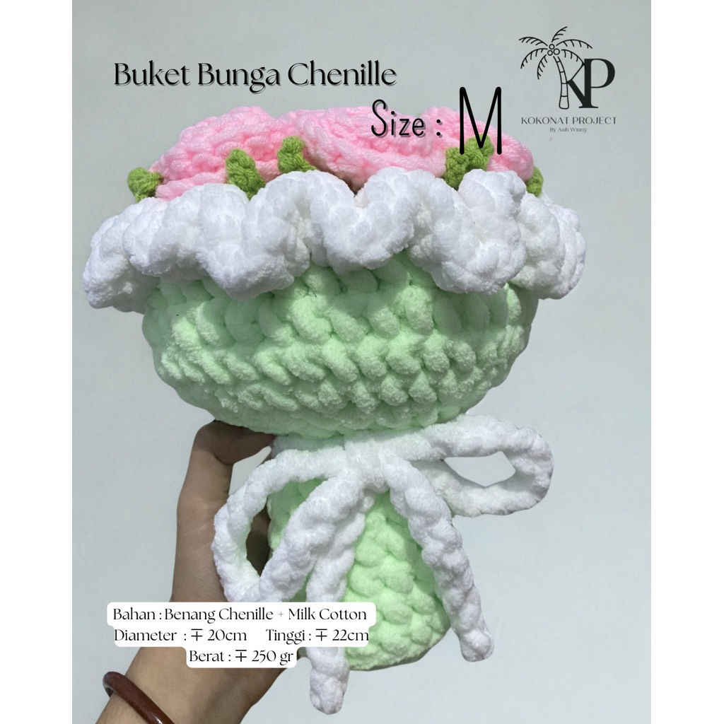 Jual READY!! Buket / Bouquet Bunga Rajut Chenille Size M - Flower Rose ...