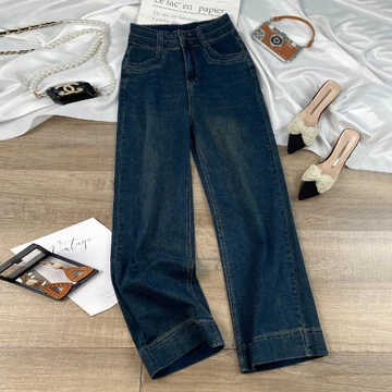 Elegan.Girl Cleana Kulot Jeans Panjang Wanita Reguler Straigth Celana Gombrone Loose Pant