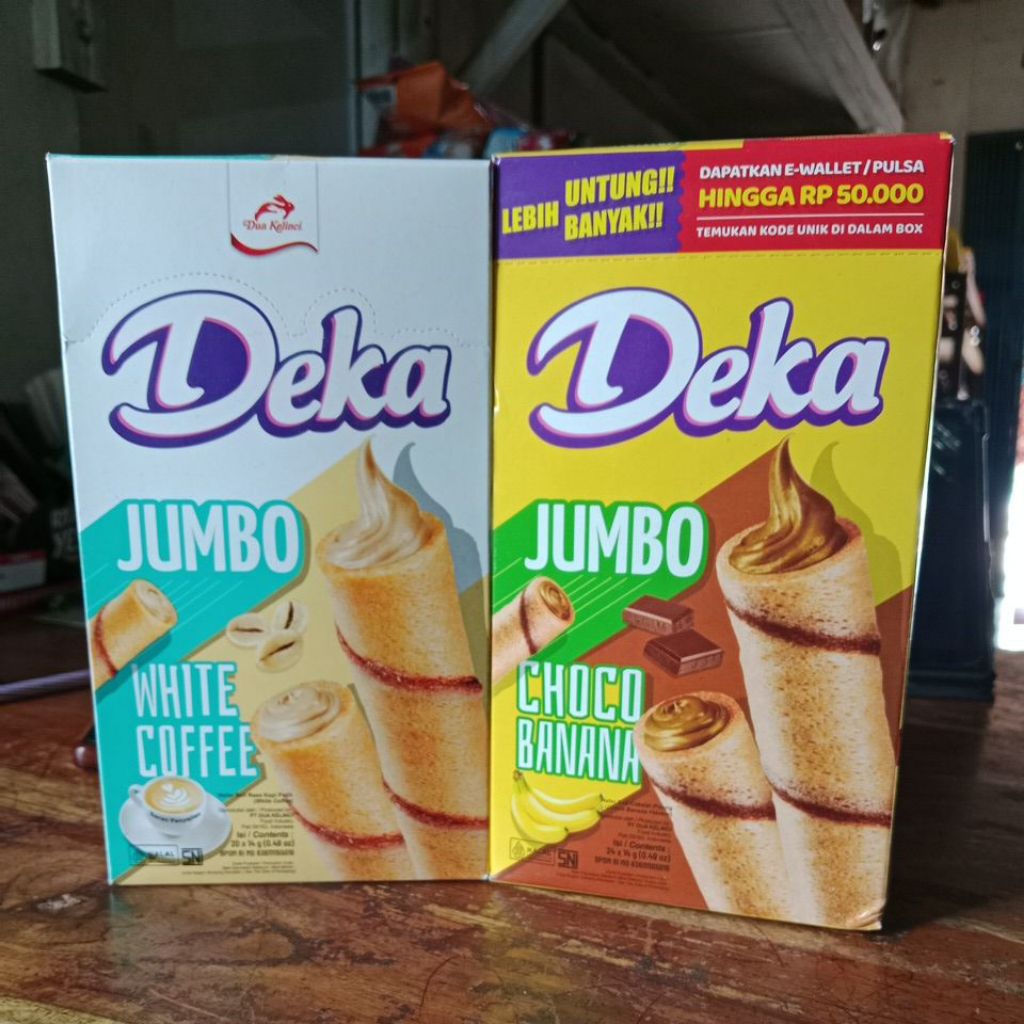 Jual Deka Wafer Roll Jumbo Choco Banana / White Coffee 336g | Shopee ...