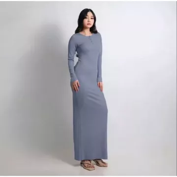 Dress Arisha Casual Long Dress Wanita Knit Kancing Korean Style Dress Press Bodycon Dress