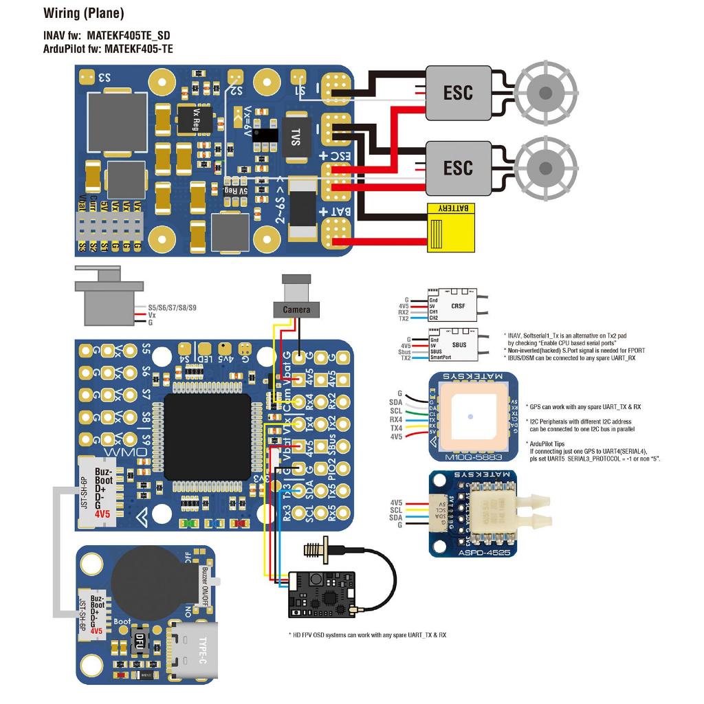 Jual Matek F405-WMO Flight Controller FC ArduPilot INAV Fixed Wing VTOL ...