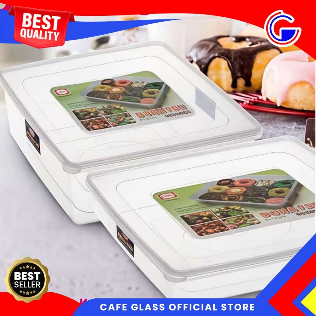 Tempat Donat Plastik Besar 6 Liter/11.5 Liter -Tempat Makanan Kedap Udara - Donatsu Storage Shinpo - Sip-306/306L Sealware Segi Donatsu