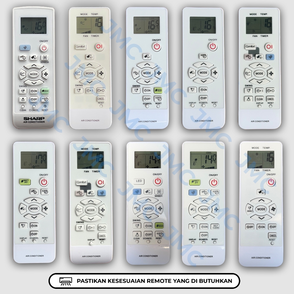 Jual Remote AC SHARP CRMC-A936/A907/B006/A998/B094/B199/A901/B0007/B188 ...