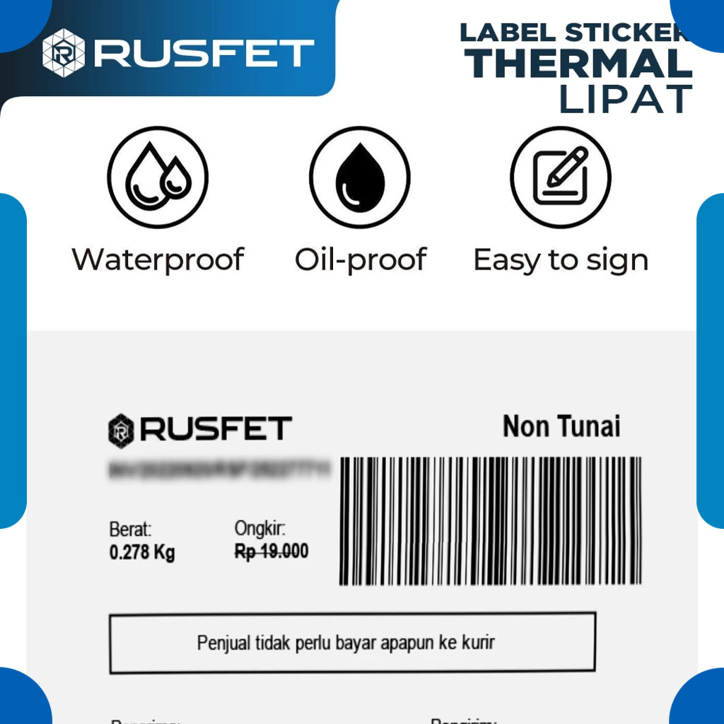 Jual Stiker Label Thermal Paper RUSFET / Sticker Barcode Resi A6 ...