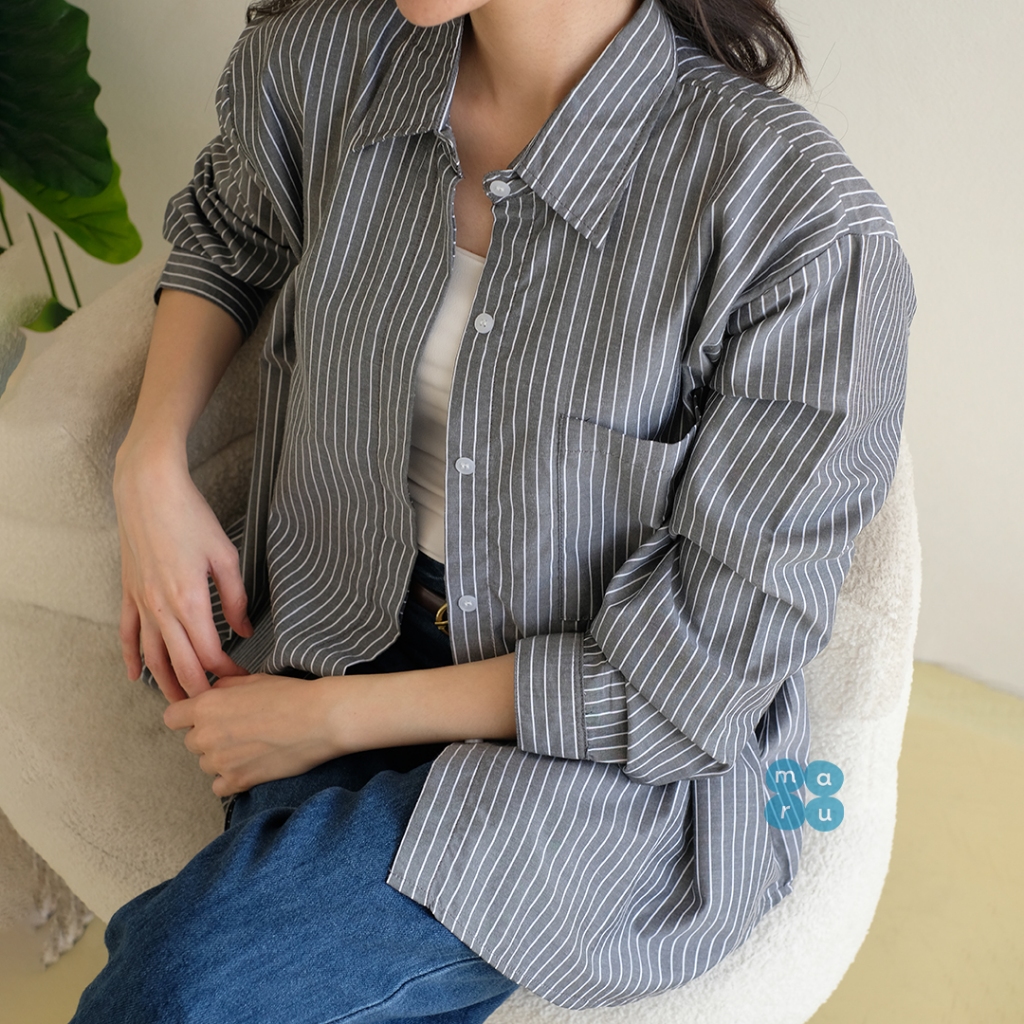 HARU Maru Women's Office Shirt Stripes Fit XL foto 3