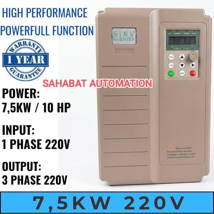 Jual Inverter 1 Phase ke 3 Phase 7,5KW 10HP 220V Inverter Input 1 phase ...