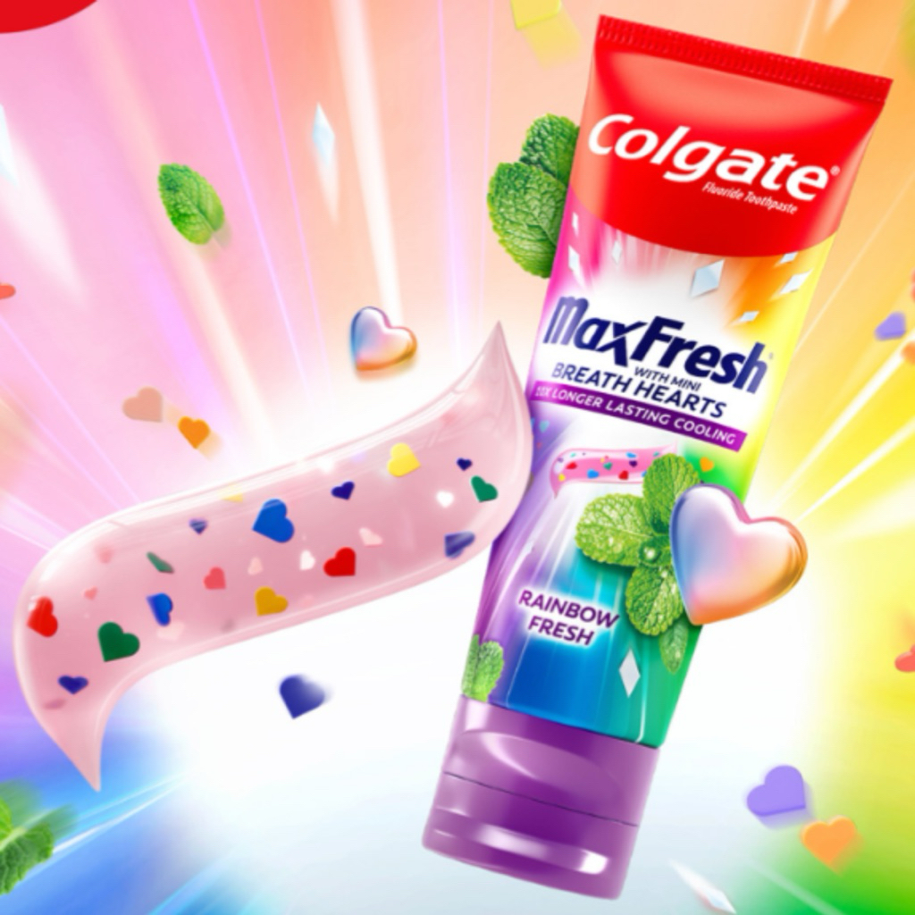 Jual COLGATE max fresh rainbow with mini hearts toothpaste 100gr ...