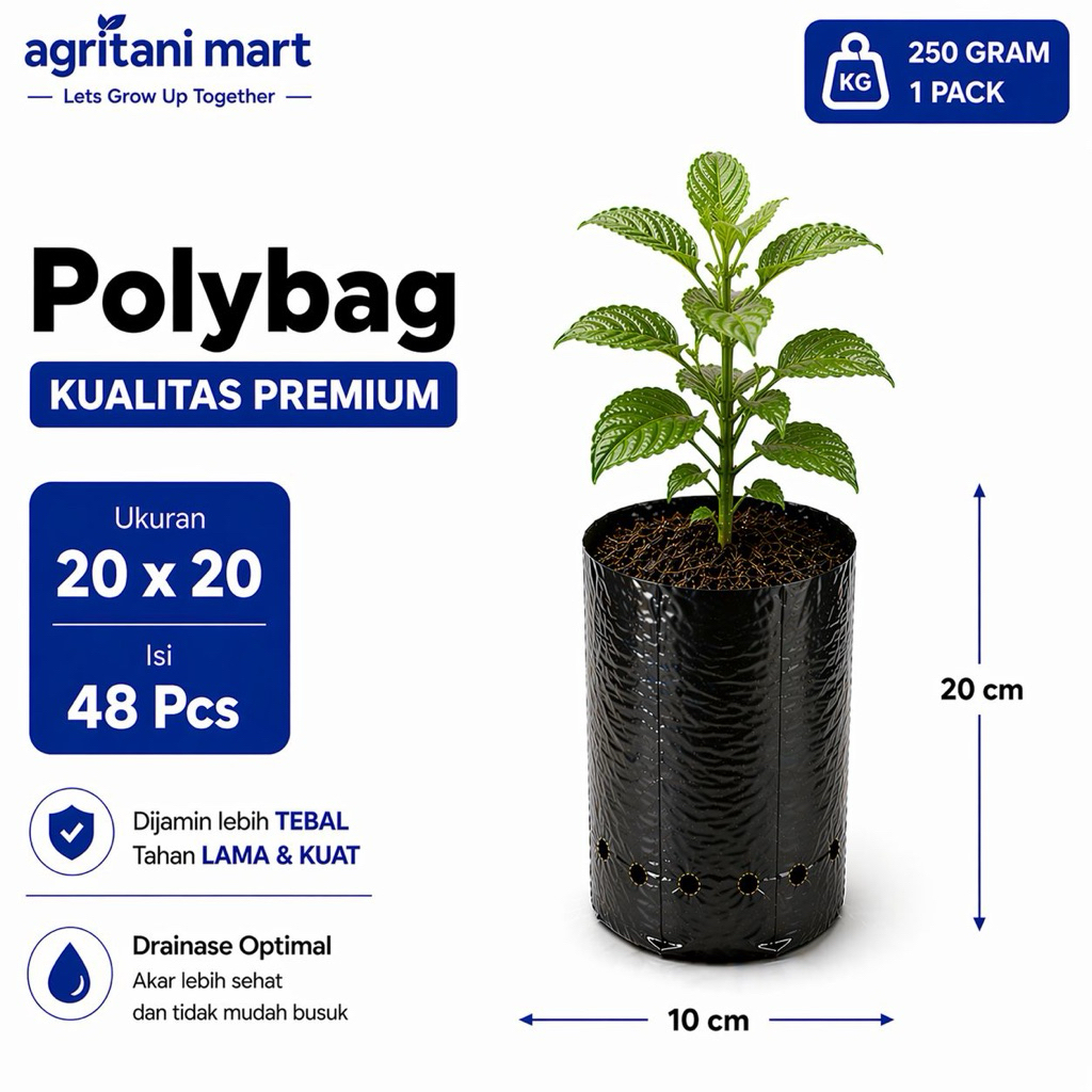 Jual Polybag Tanaman 20 X 20 Isi48 Pcs Plastik Tanaman Hitam 