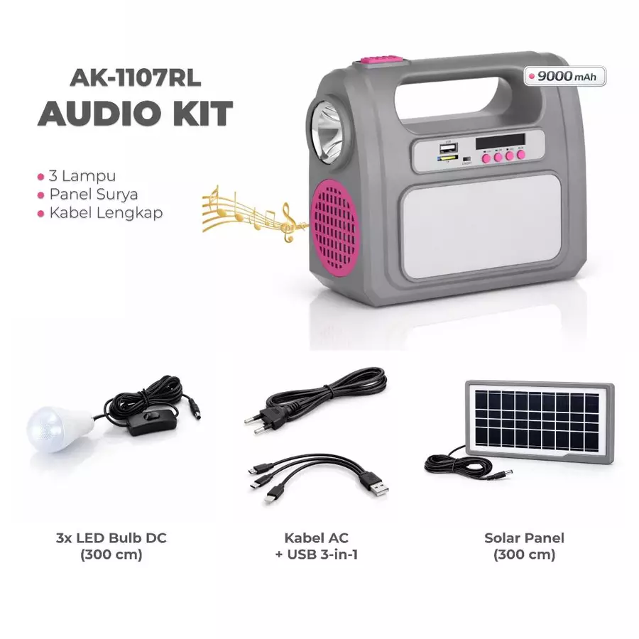 Solar Power System Tenaga Surya Multifungsi + Audio & Power BankSolusi All-in-One untuk Emergency Rumah, Camping, dan Liburan Luar Ruangan!