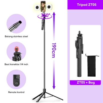 (Gratis 100 Asli Lampu Pengisi) ZIVOKA Tripod Tinggi 1700mm Rotasi 360° Tripod Yang Dapat