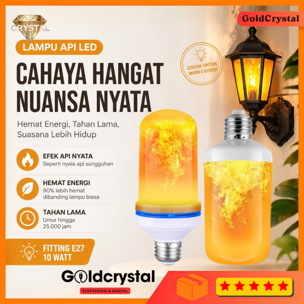 Jual Lampu Api Obor Led Bohlam Api Led 10 Watt Lampu Taman E27 10W ...