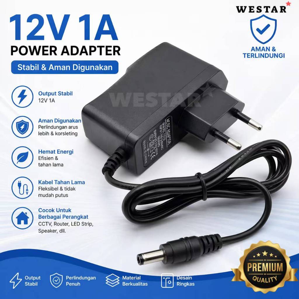 ADAPTOR STB ZTE CCTV MODEM ROUTER 12V 1A POWER SUPPLY ADAPTOR 12V 1A