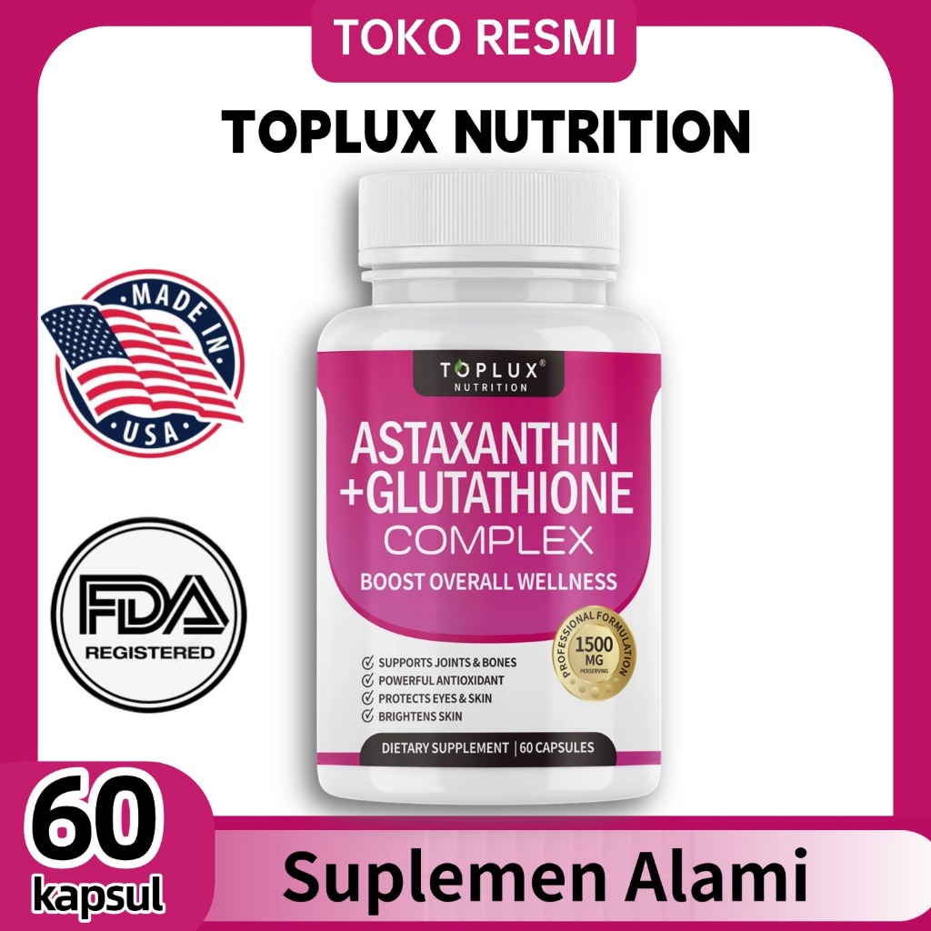 vitamode astaxanthin plus glutathione capsule Jual Toplux Nutrition Complex Suplemen Alami 60 Kapsul 1500 Mg Pigmented Skin Number of Vials:5 Vials (Differentiated Results) SKIN SERIES TOTAL WHITENING