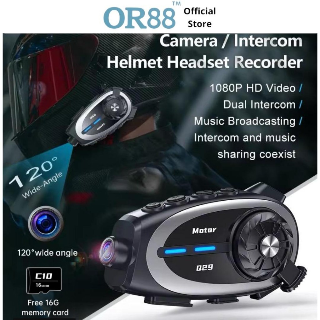 Jual OR88 Q29 free Memory card 16GB helm helmet Intercom Q29 Motorcycle ...