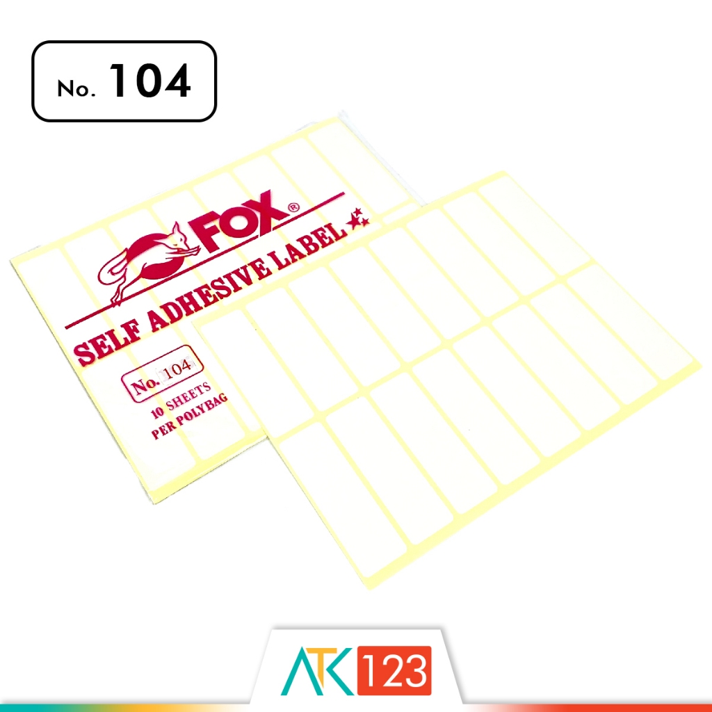 Jual Kertas / Label Stiker Fox No. 104 uk. 25 x 76 mm (Persegi Panjang ...