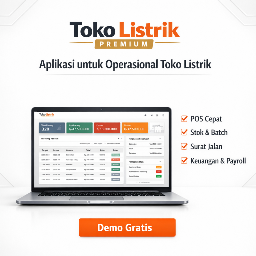 ID Tech Aplikasi Kasir Toko Listrik Desktop | POS, Stok, Proyek, Surat Jalan