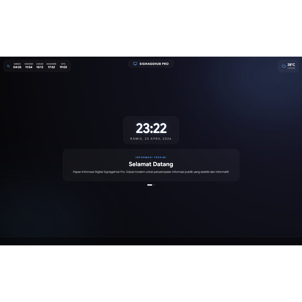 ID-Tech Papan Informasi Digital Masjid Desktop | Jadwal Sholat, Pengumuman, Adzan