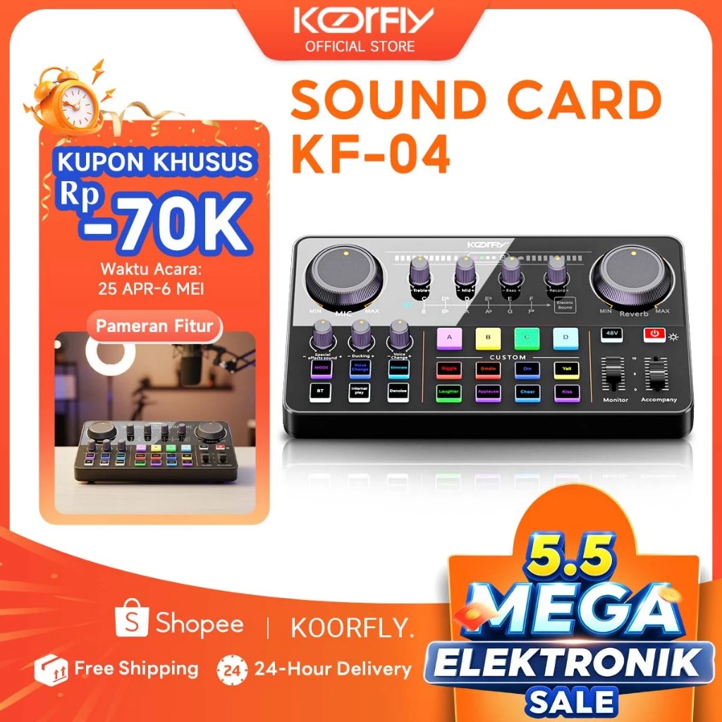Koorfly Kf04 Multi-Efek 48V Live Soundcard