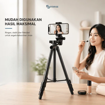 STORISE Paket Komplit Tripod 1 Meter Ring Light 26 CM Stand HP Live Stream TikTok Selfie Make