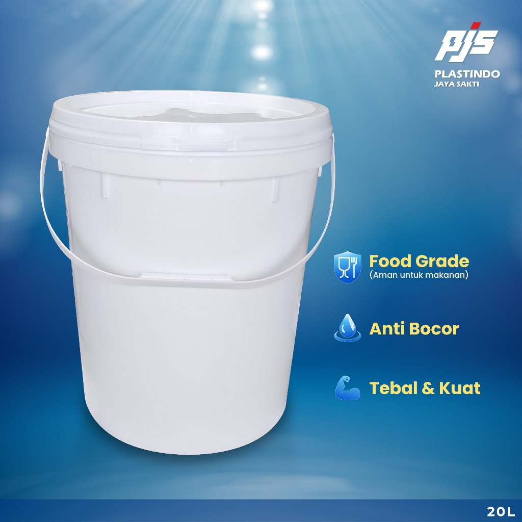 Jual Ember Bucket Plastik Full Set Tutup 20L Putih | Pail Plastik 20 ...