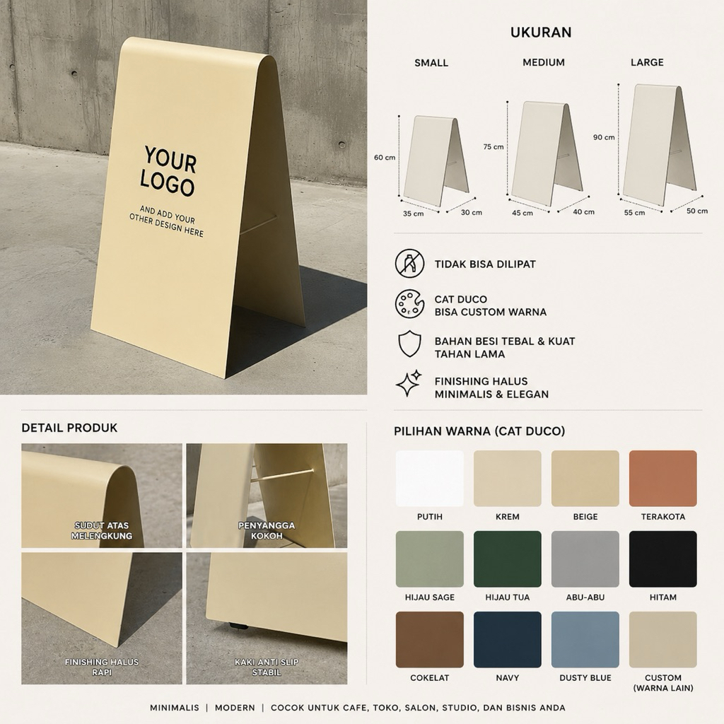 Jual A-Stand Metal Sign Minimalis | Standing Display Besi Cat Duco ...
