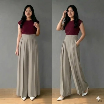 Laviie Pants Kulot Highwaist Pallazo Loose Pants Trouser Wanita Celana Kulot Wanita Jumbo