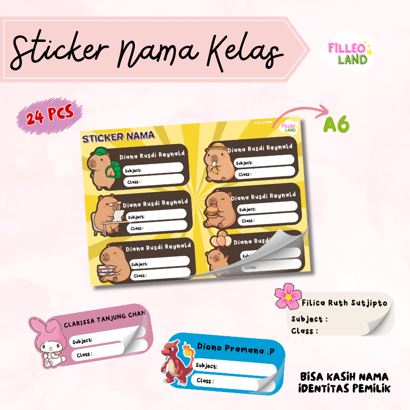 Jual Sticker Nama HVS Anak Kelas Mata Pelajaran Kelas Label Tempel Buku ...