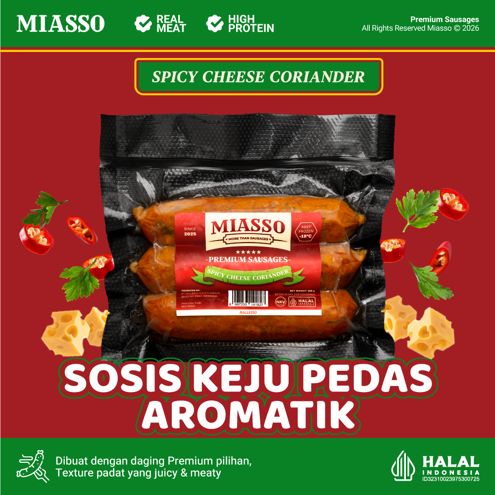 Jual MIASSO - Spicy Cheese Coriander Premium Sausages | Sosis Keju ...