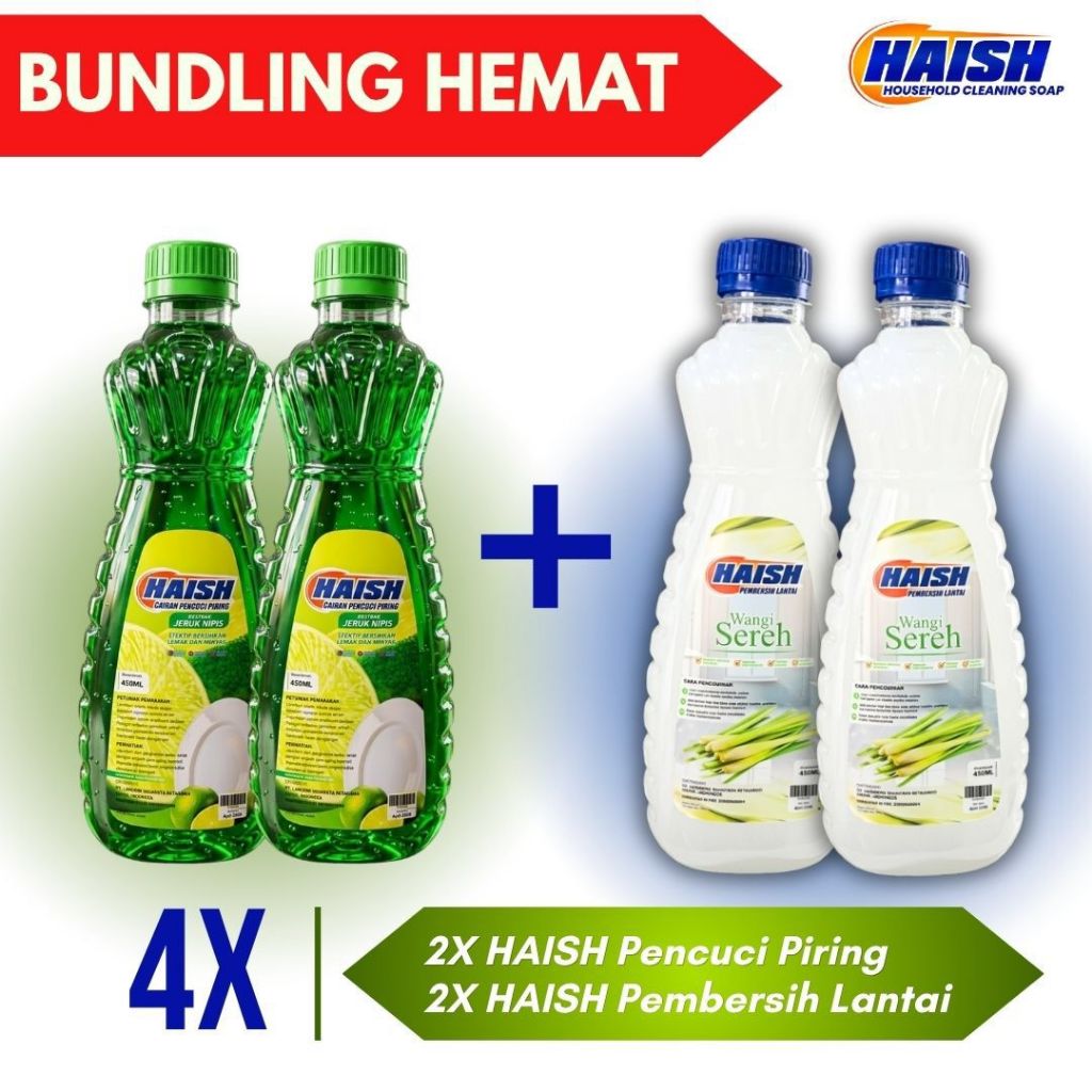 Jual 450 Ml X 2 HAISH SABUN CUCI PEMBERSIH/PEL LANTAI SEREH WANGI + 450 ...