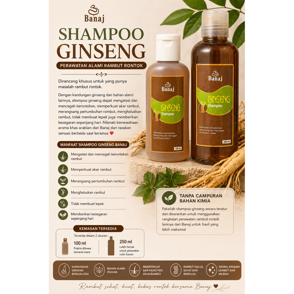 BANAJ SHAMPOO GINGSENG / SHAMPOO RAMBUT RONTOK