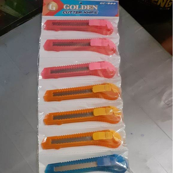 Jual 1 renceng Cutter BENING pisau GOLDEN murah kater isi 12 pcs ...