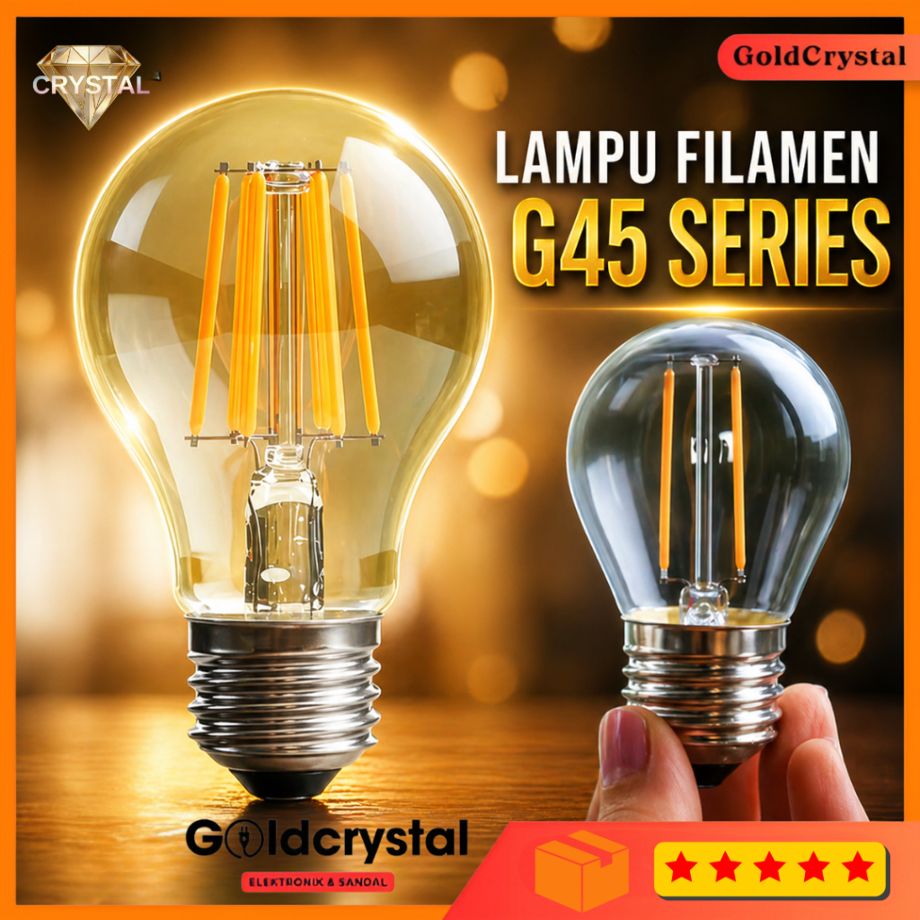 Lampu Filamen LED 4W Filamen Edison 4W Bohlam Cafe G45  Cahaya Kuning