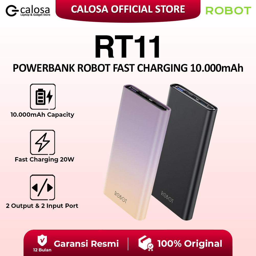 Jual ROBOT Powerbank RT11 RT 11 10000mAh 20W PD Power Delivery QC 3.0 ...
