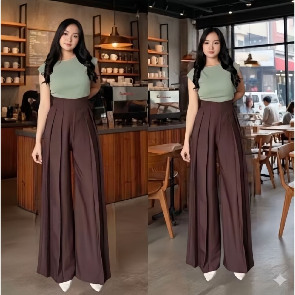 Lavie Pants Celana Panjang Wanita Highwaist Palazzo foto 2