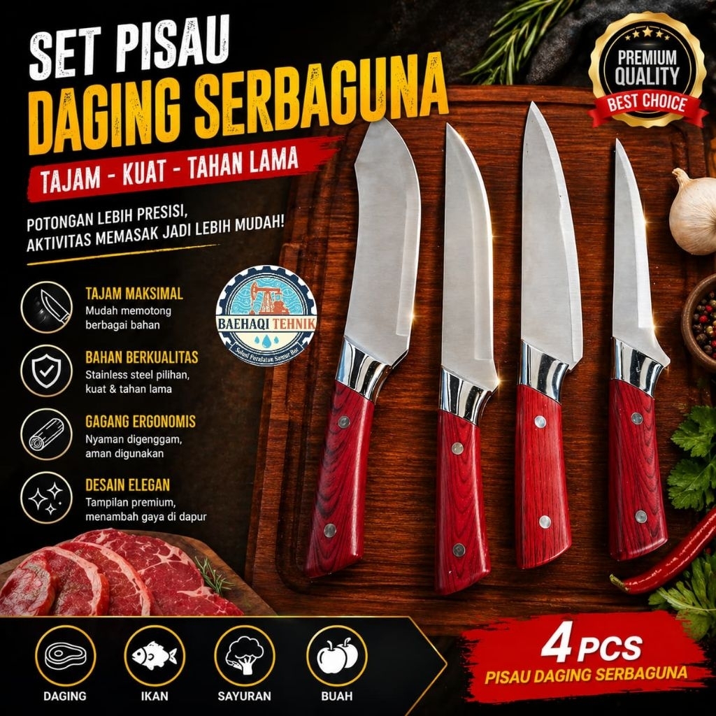 Jual Pisau Dapur /Pisau Daging/Pisau 1 Set Super Tajam Serbaguna untuk ...